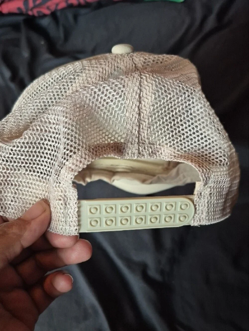 Tan Mesh Trucker Hat with Black Paw Print